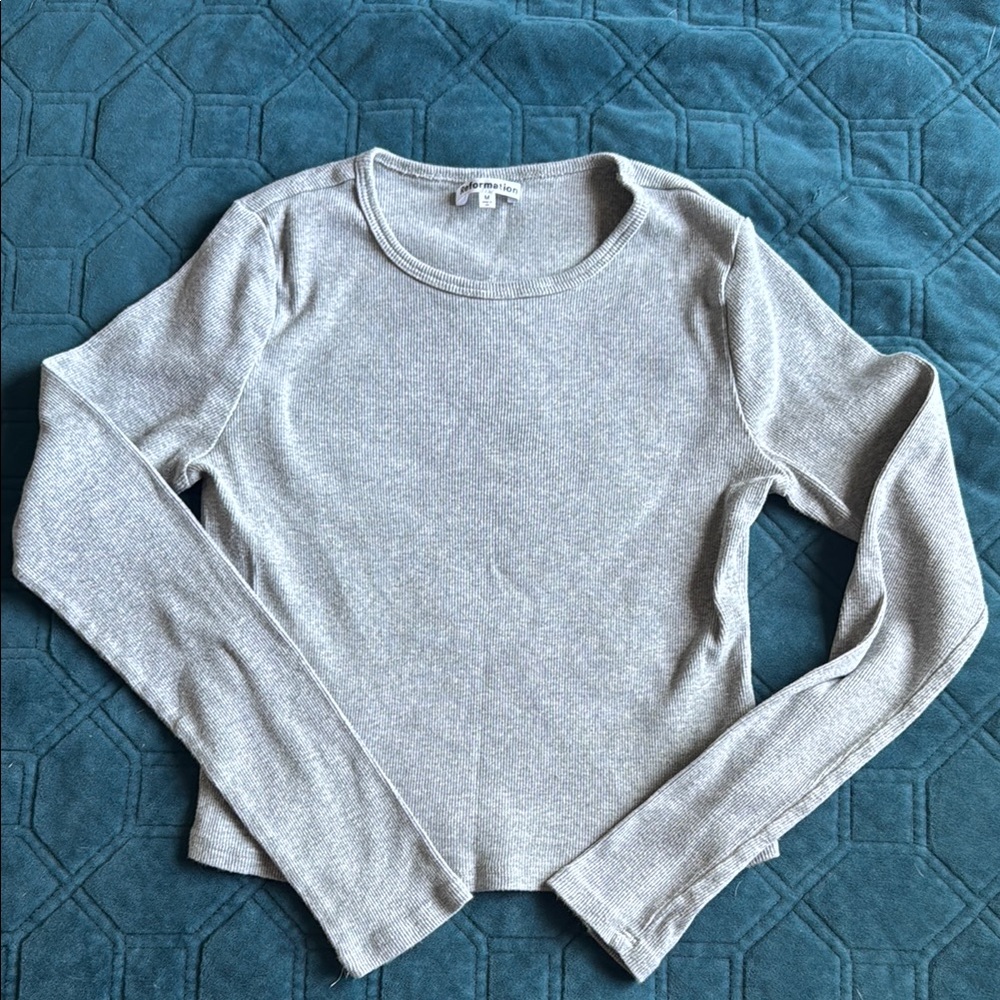 Reformation Gray Long Sleeve Crop Top